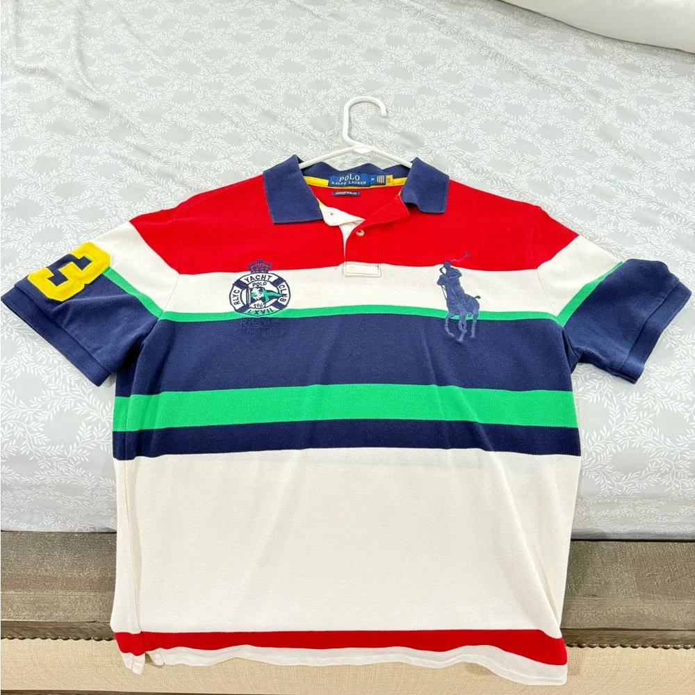Ralph Lauren Polo with Red, Blue, and Green Stripes - Picture 1 of 3
